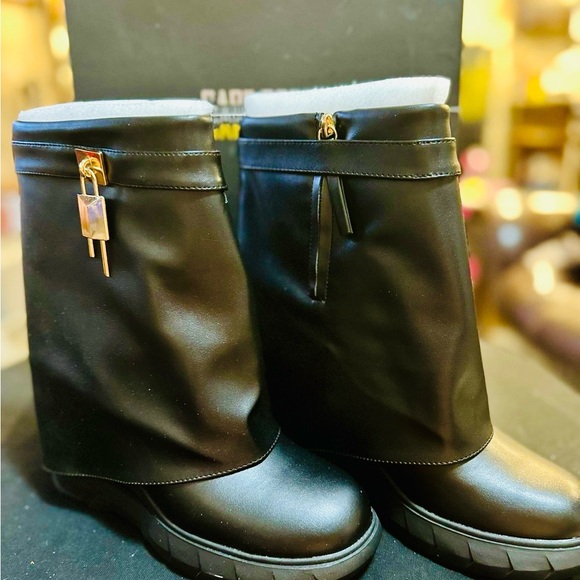 Cape Robbin Black Ankle Boots with Gold Accent - Picture 3 of 6